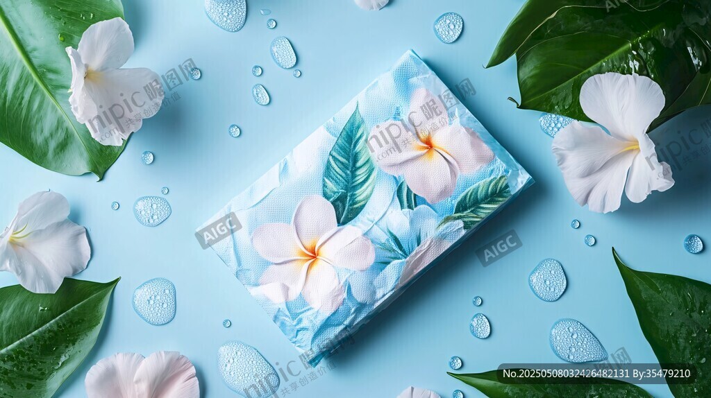 藍底花卉圖案精美紙巾