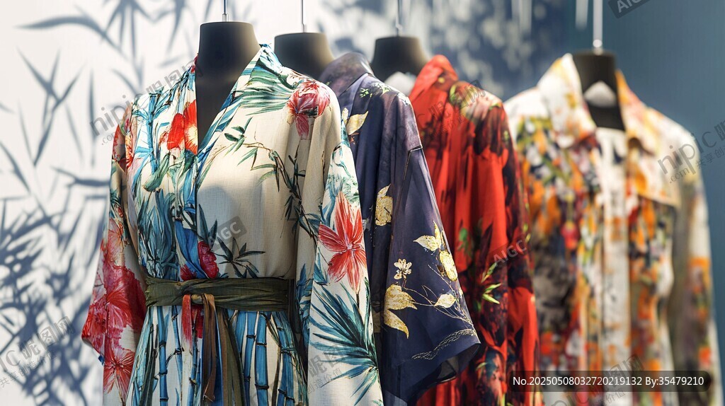 多彩印花服飾展示