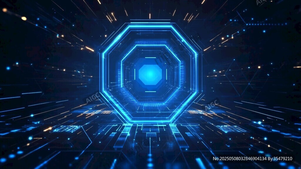 科技感藍色六邊形光效背景