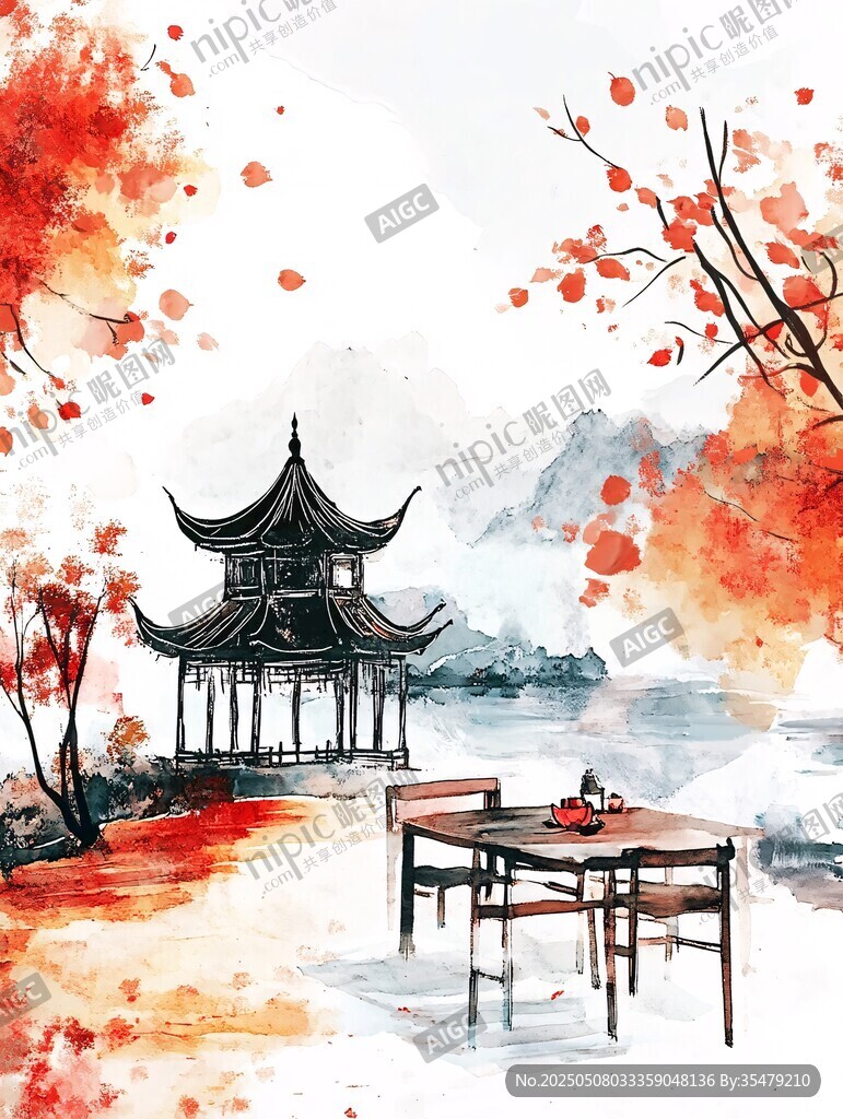 秋日亭景圖