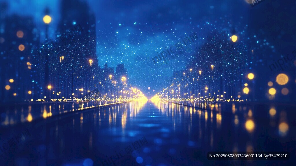 夢幻都市夜景燈光倒影