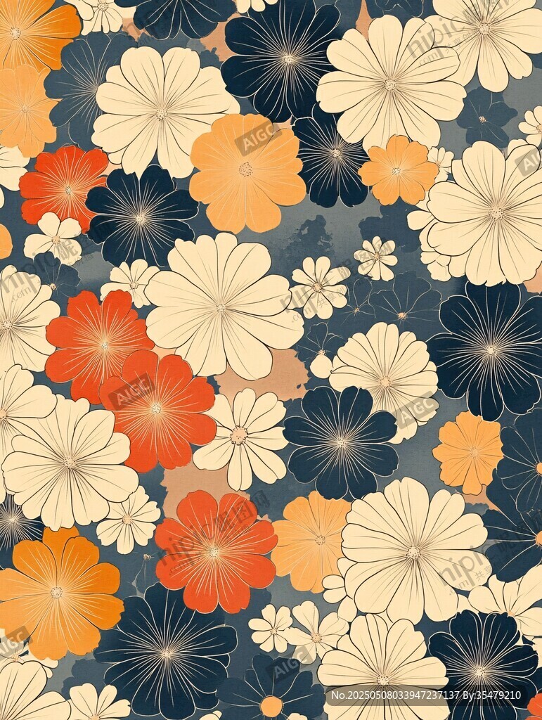 多彩花卉無縫圖案背景
