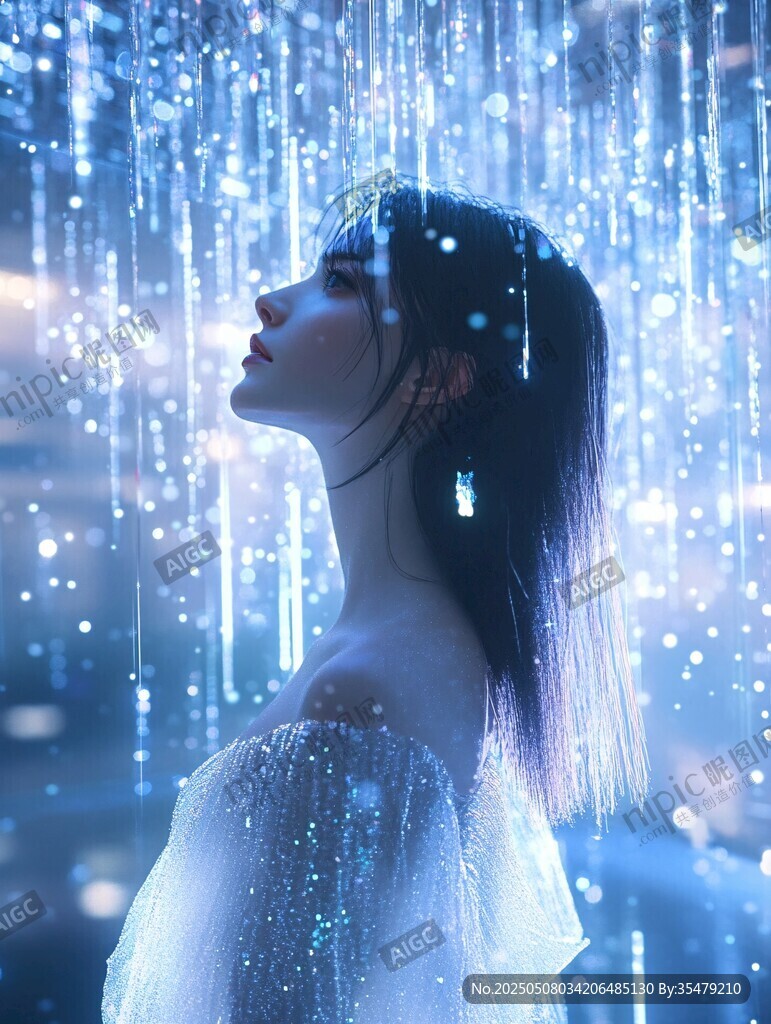 夢幻雨中少女的唯美瞬間
