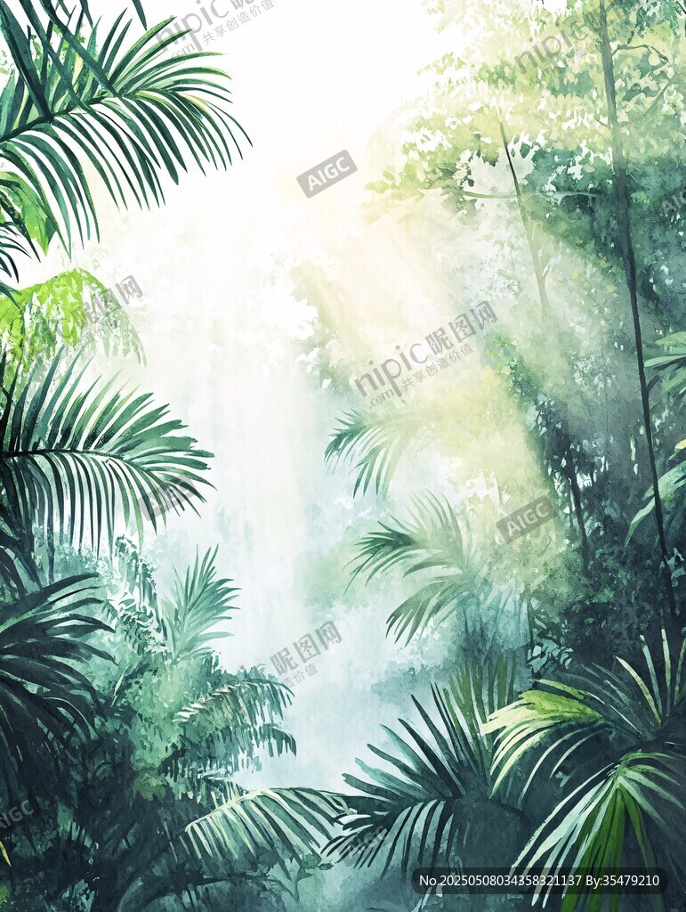 陽光灑落的熱帶雨林美景