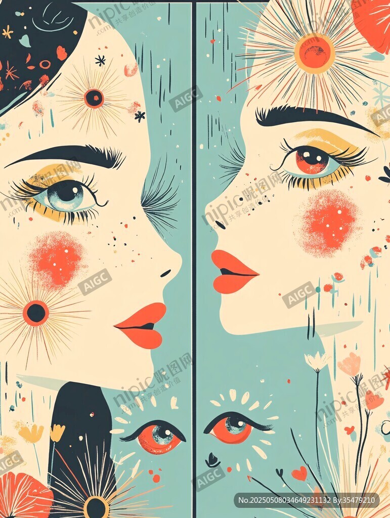 雙生花顏 夢幻女性插畫