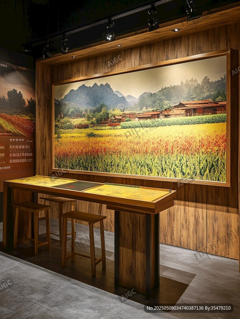展廳中的田園風(fēng)光畫作