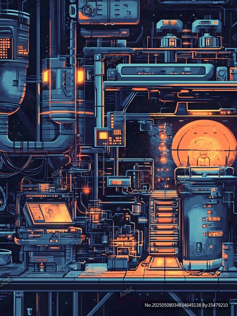 未來科技風(fēng)的機(jī)械實(shí)驗(yàn)場景