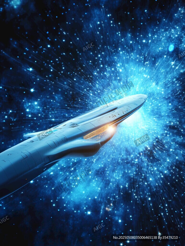 星際飛船穿梭璀璨星空