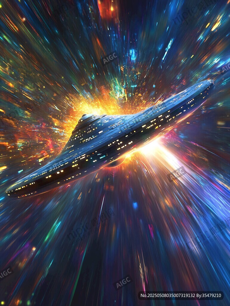 星際飛船穿梭絢爛宇宙
