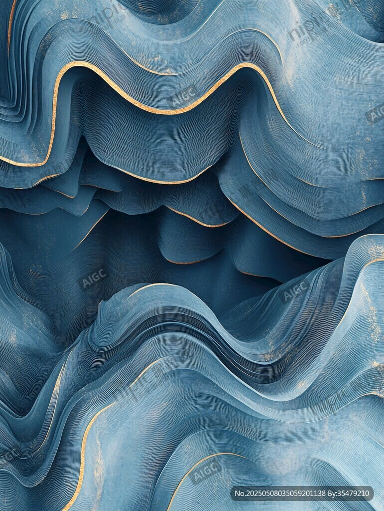 藍色波紋立體抽象藝術背景