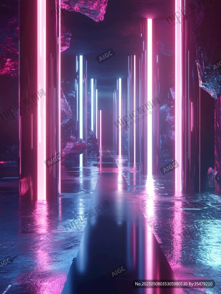 霓虹幻彩的未來光影通道