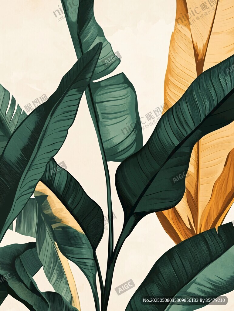 熱帶植物葉片插畫藝術(shù)