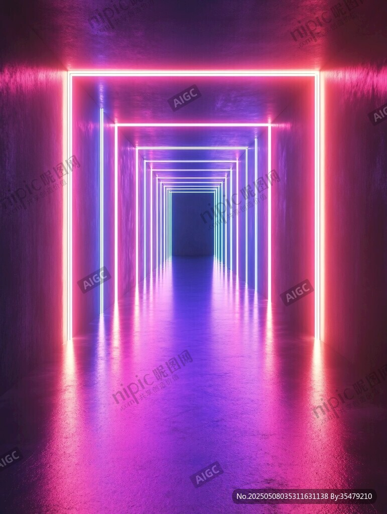 霓虹隧道的夢幻光影世界