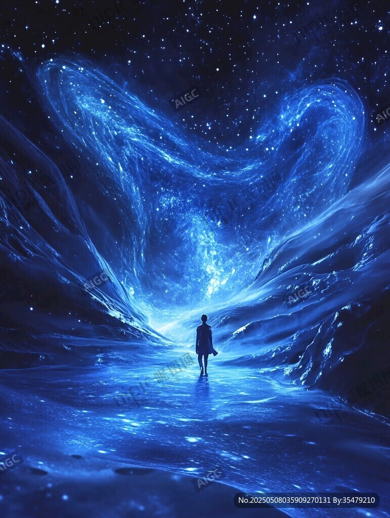 夢幻星河下的孤獨旅人