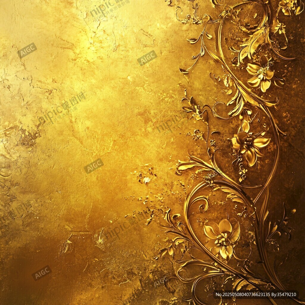 金色華麗花卉紋理背景圖