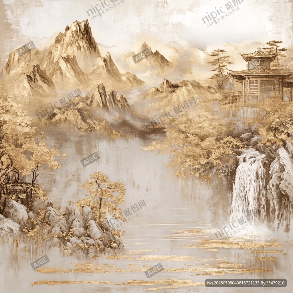 金色山水間的中式古韻