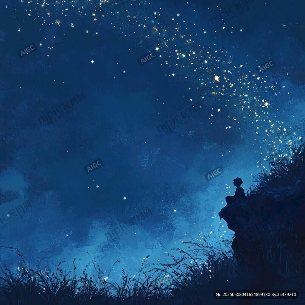 夜畔獨影賞璀璨星空