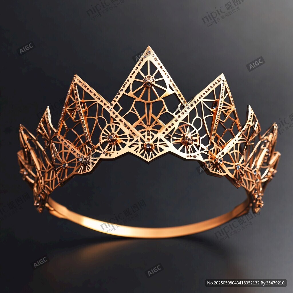 精致鏤空金色皇冠飾品