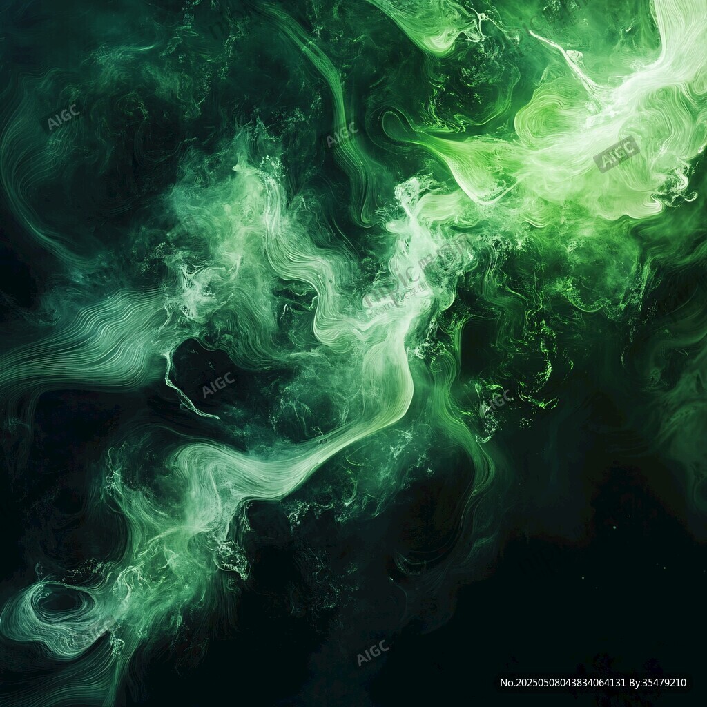 夢幻綠墨暈染抽象背景圖
