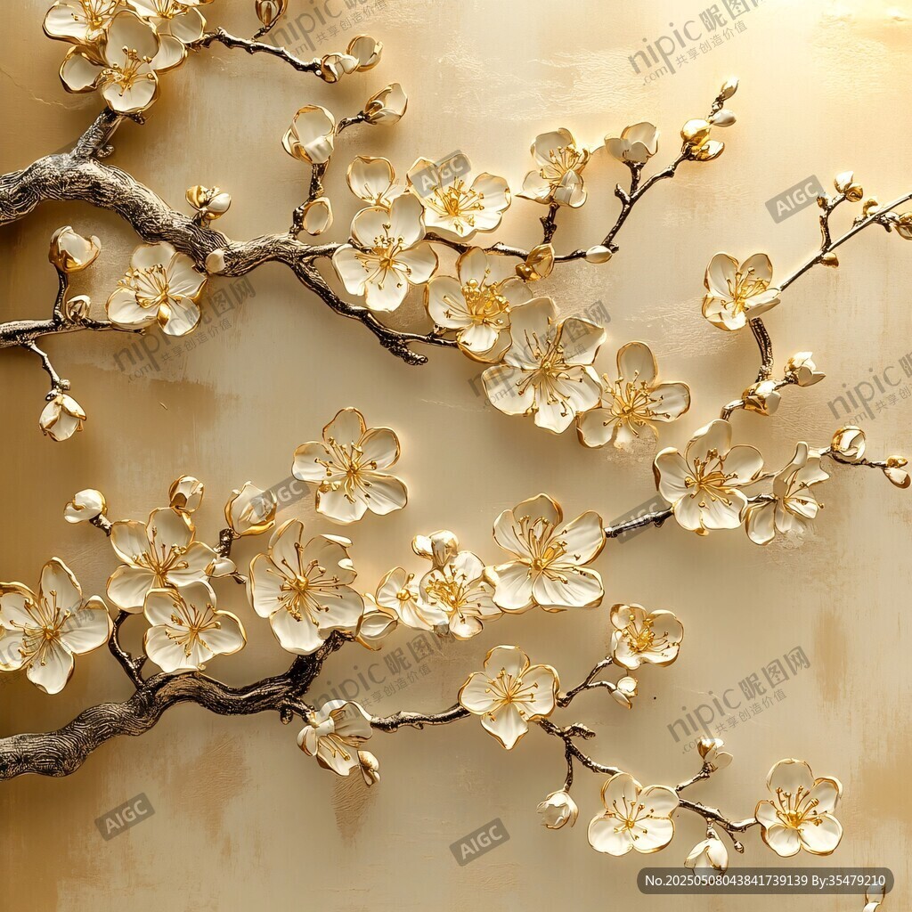 金色梅花裝飾 典雅藝術(shù)感