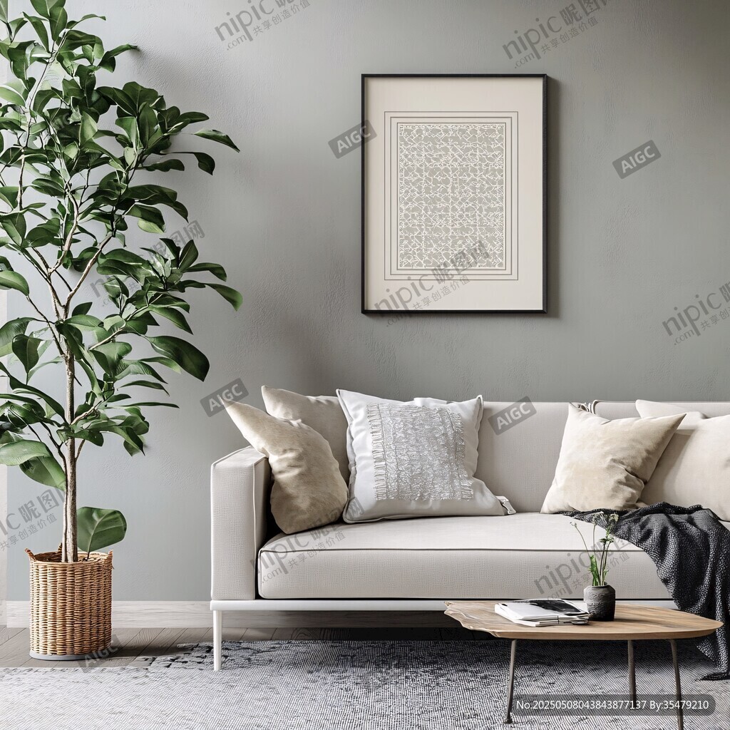 簡(jiǎn)約客廳綠植沙發(fā)裝飾畫(huà)