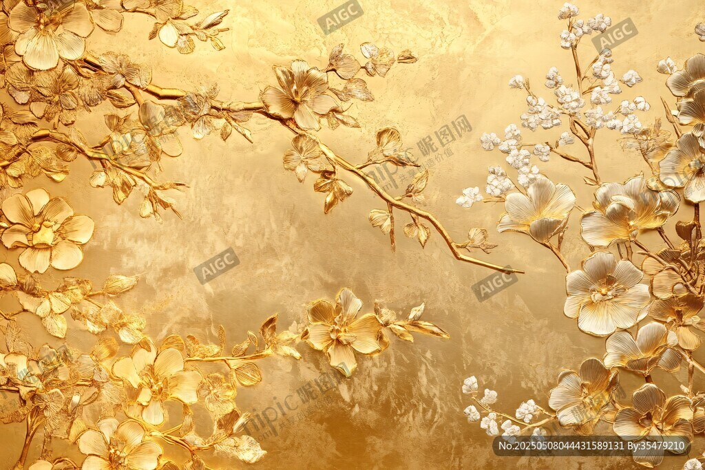 金色繁花背景圖