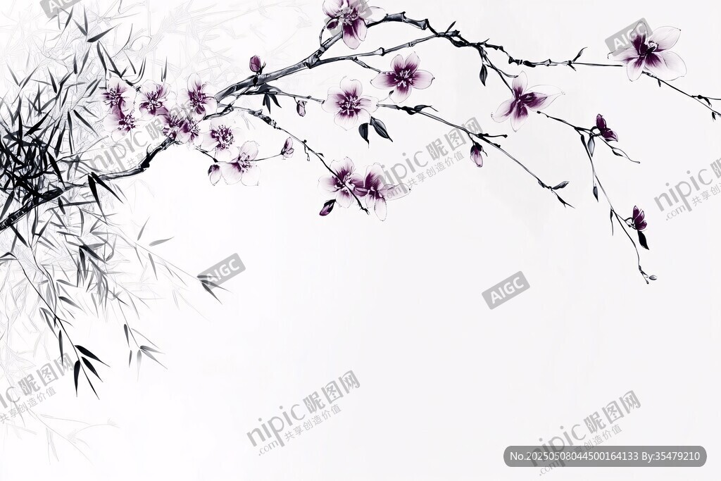 水墨花枝圖