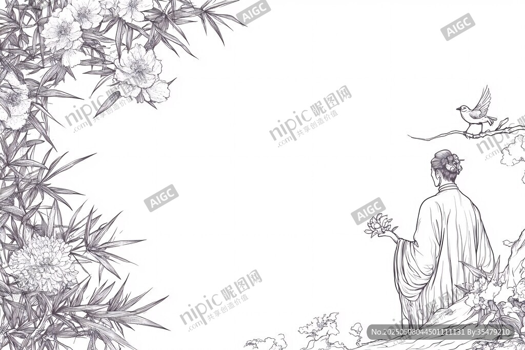 古人賞花圖