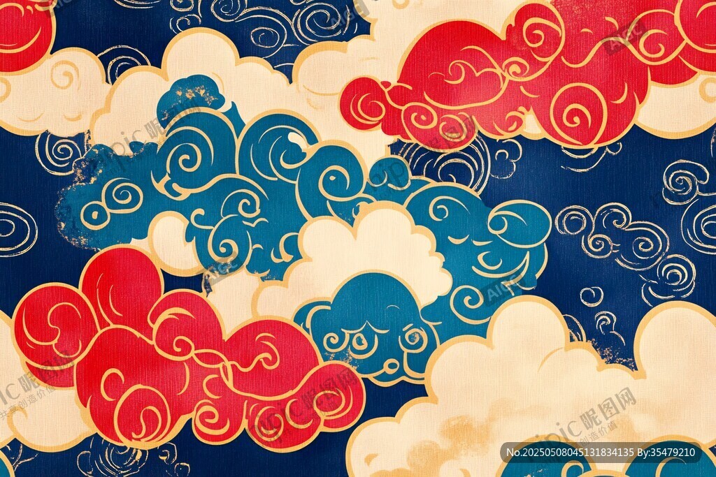 中式古典云紋圖案背景