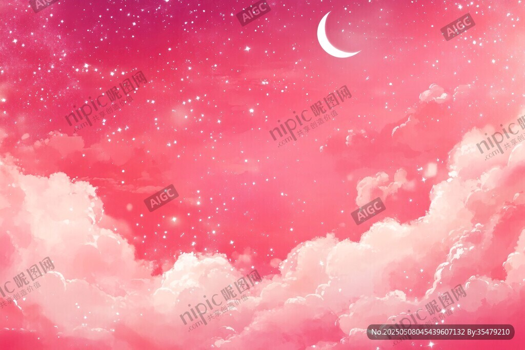 夢幻粉色星空云海夜景