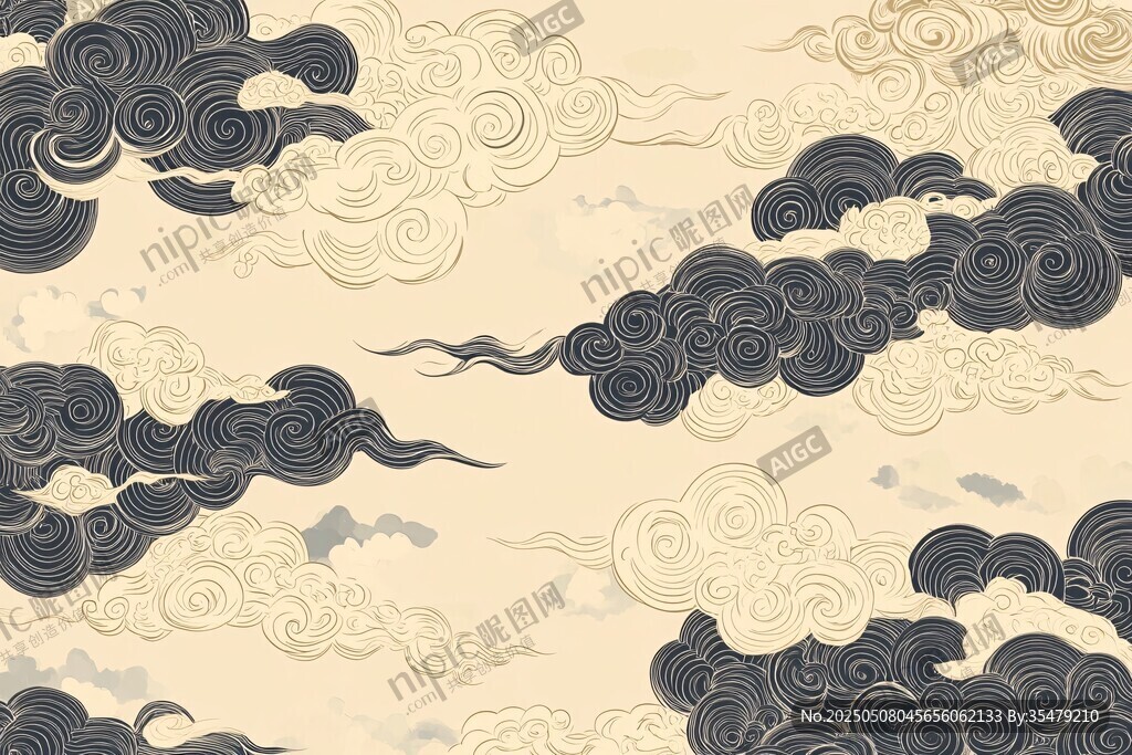 中式古典云紋圖案背景