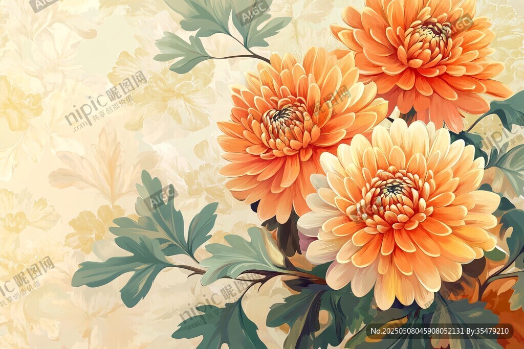 秋日盛放的絢爛橙色菊花