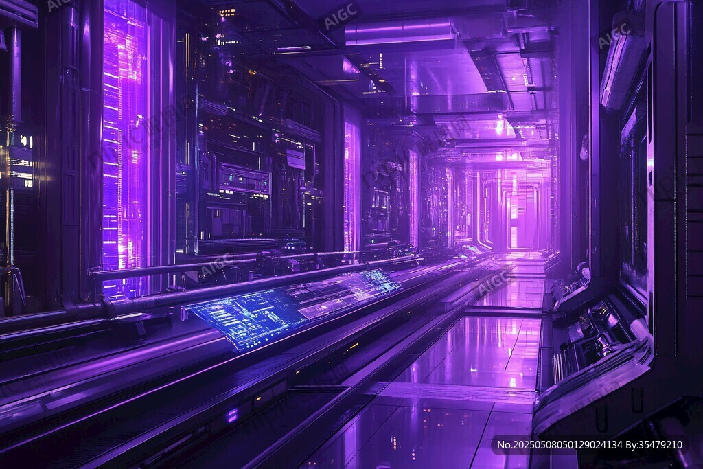 未來感紫色科技空間場景