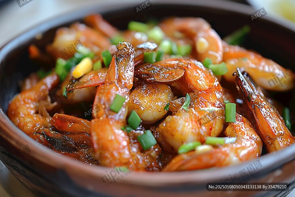 美味蔥香炒蝦