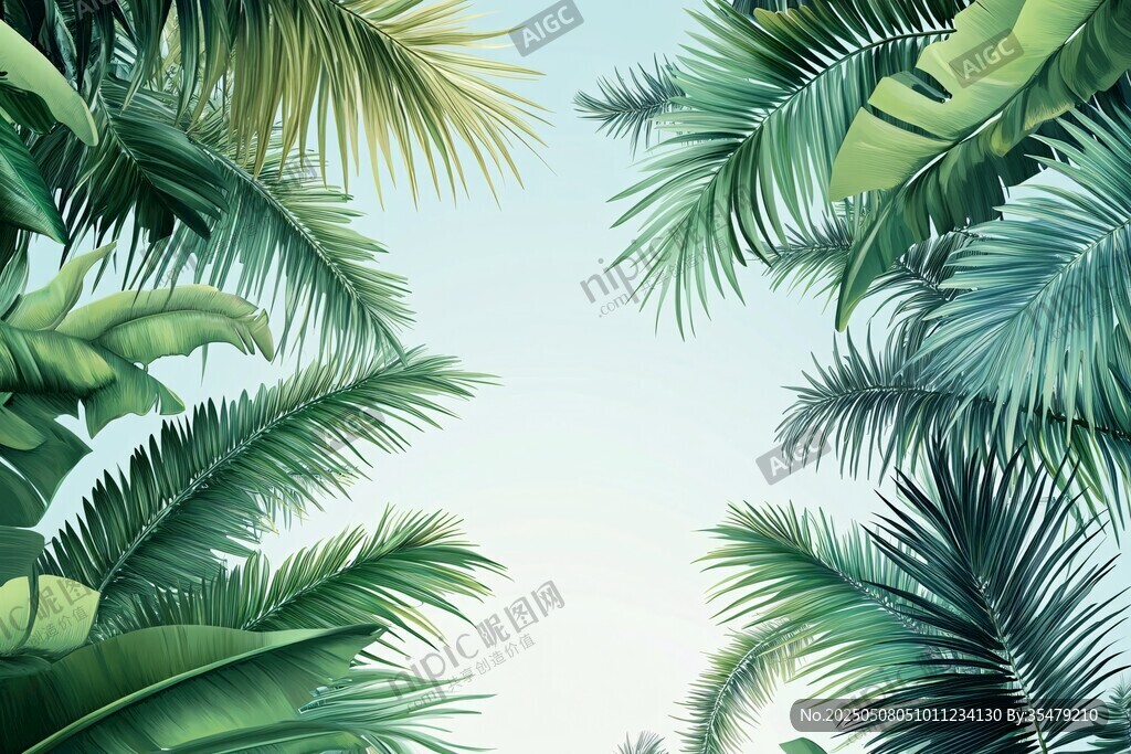 熱帶棕櫚葉 清新自然風景