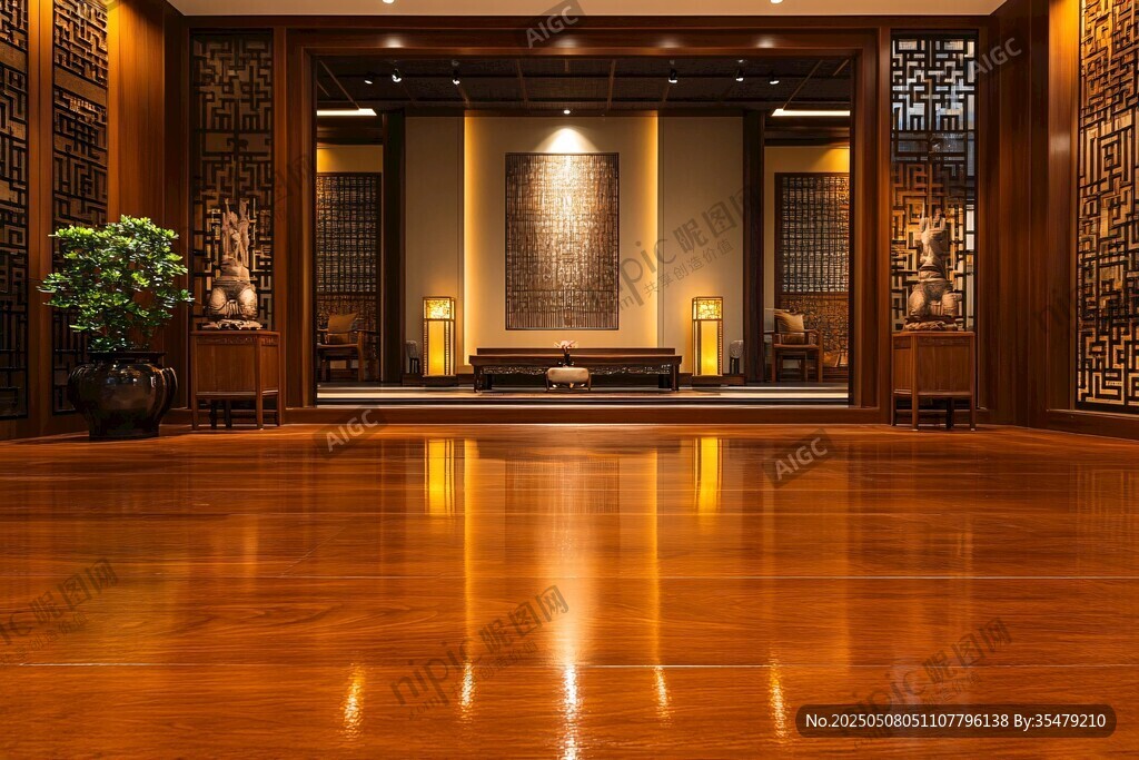 中式典雅大廳室內(nèi)空間展示