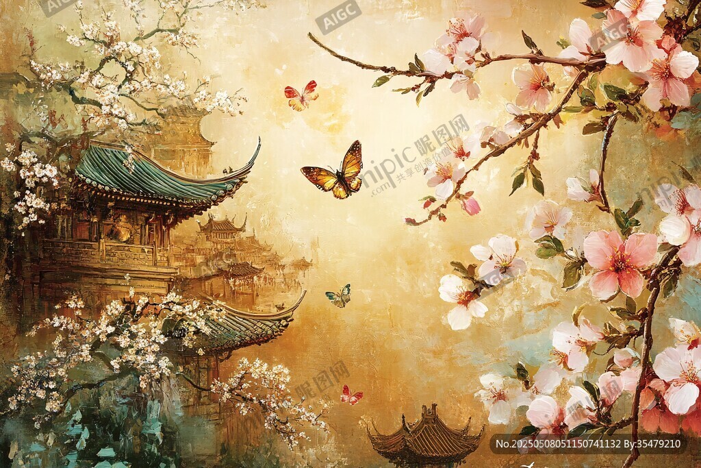春日古風(fēng)美景圖