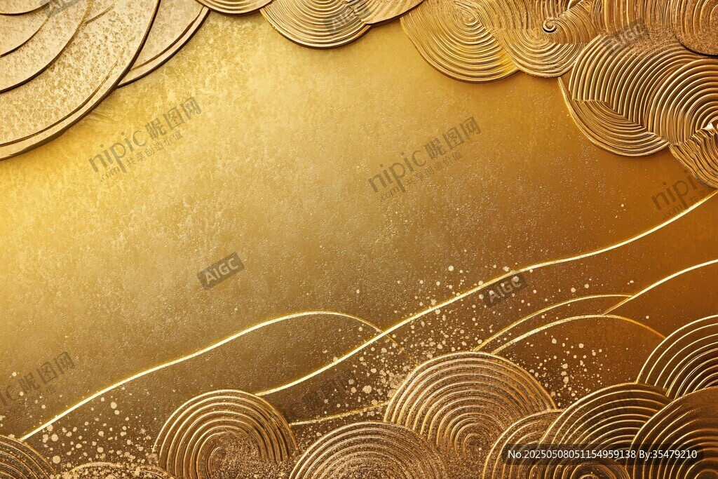 金色中式祥云紋理背景