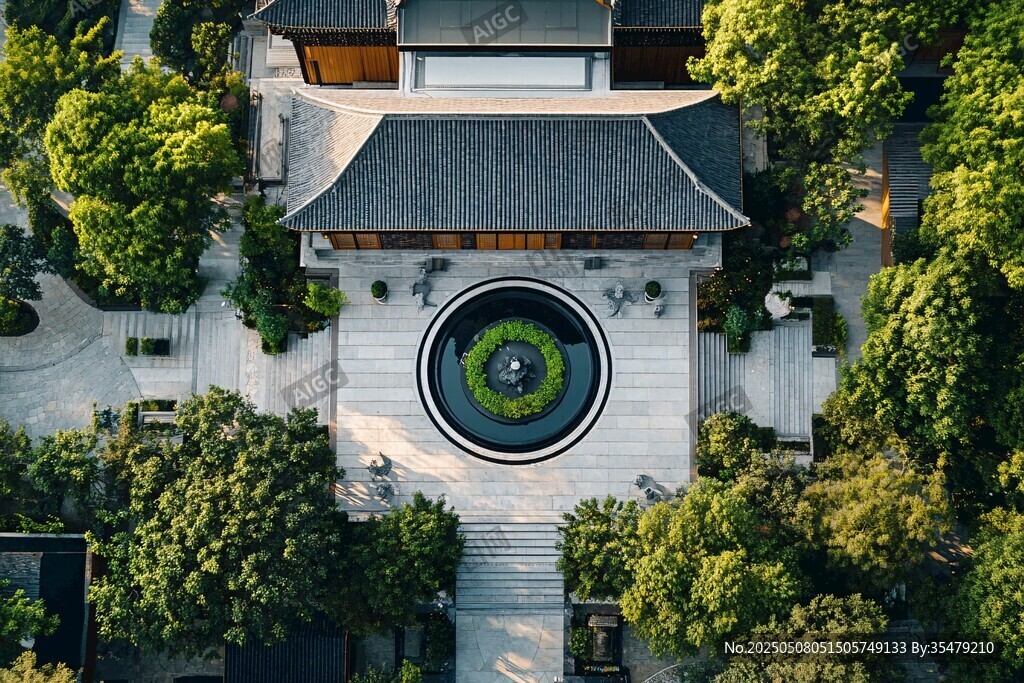 中式庭院景觀鳥瞰圖