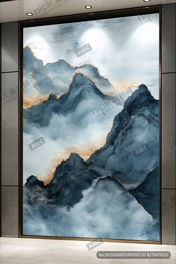 水墨山水玄關(guān)裝飾畫