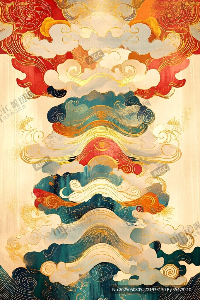 中式云海祥瑞古風(fēng)插畫