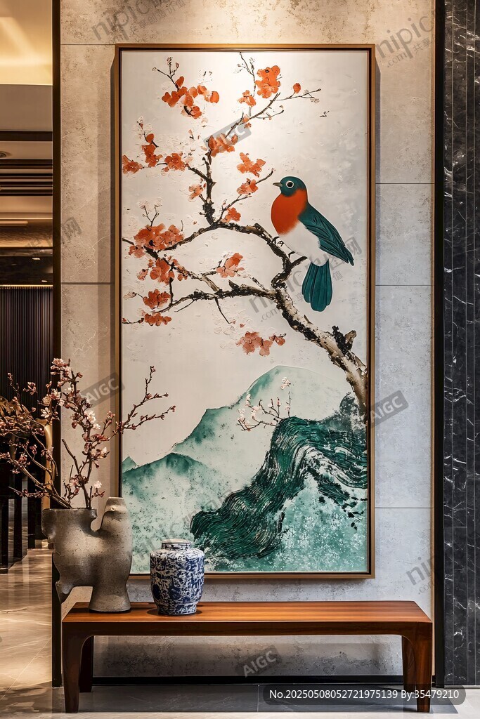 中式花鳥掛畫 典雅家居風