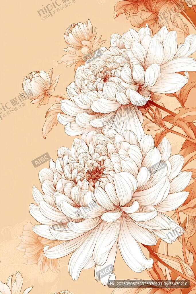 優(yōu)雅白牡丹插畫背景圖
