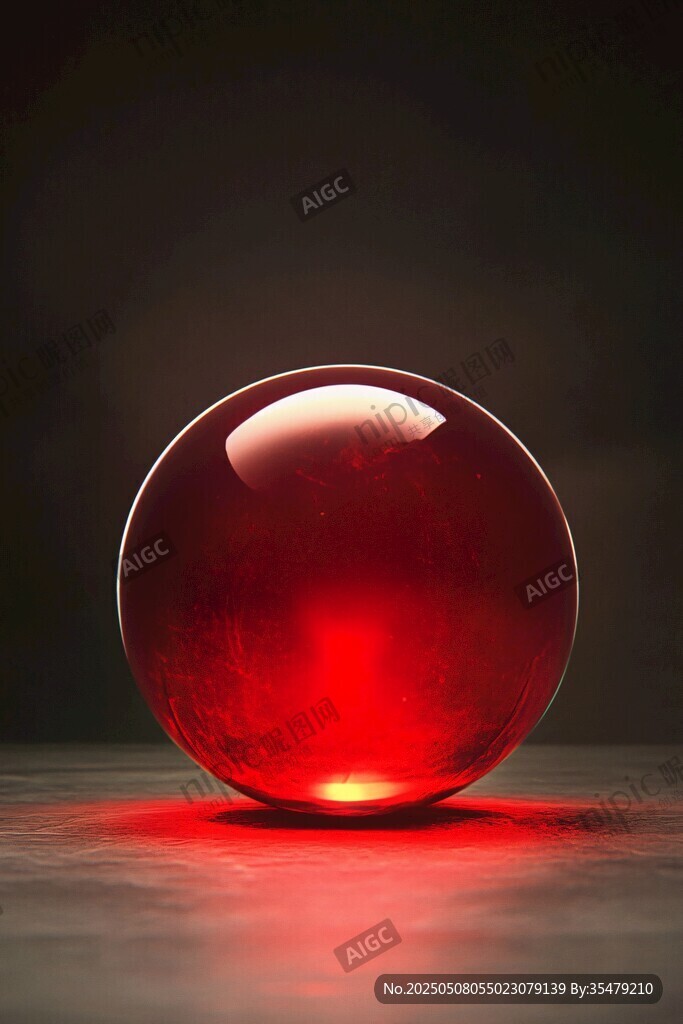 紅色透明水晶球特寫