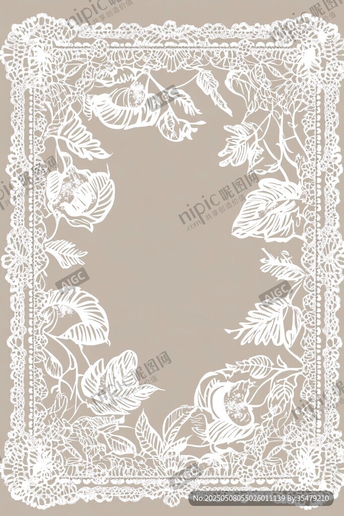 白色蕾絲花卉邊框圖案