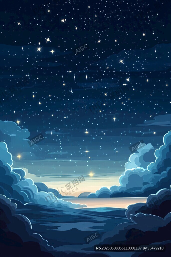 夢幻星空下的云海夜景