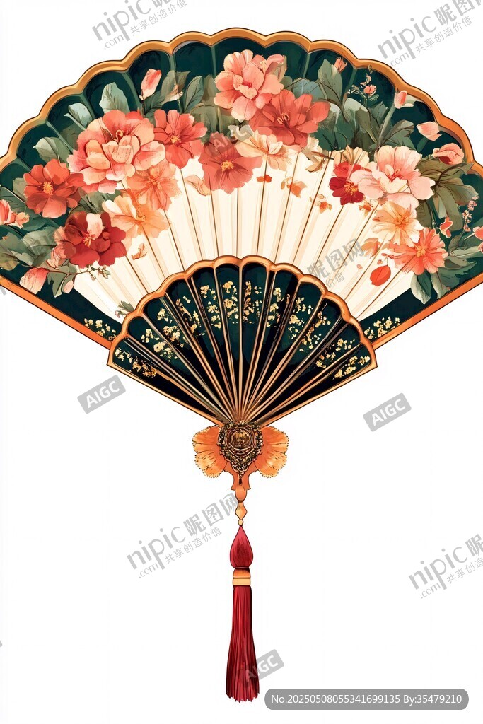 古典花卉折扇 盡顯東方韻味