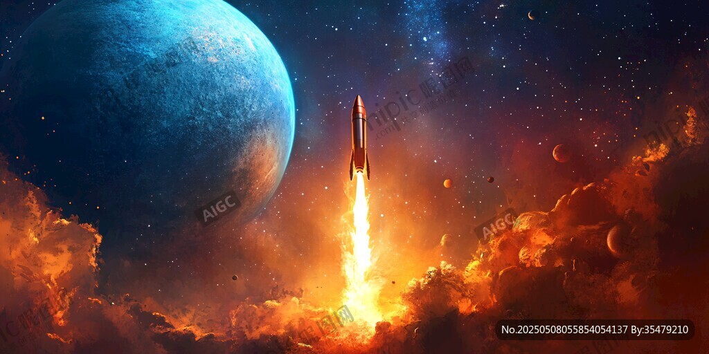 火箭升空邁向浩瀚宇宙