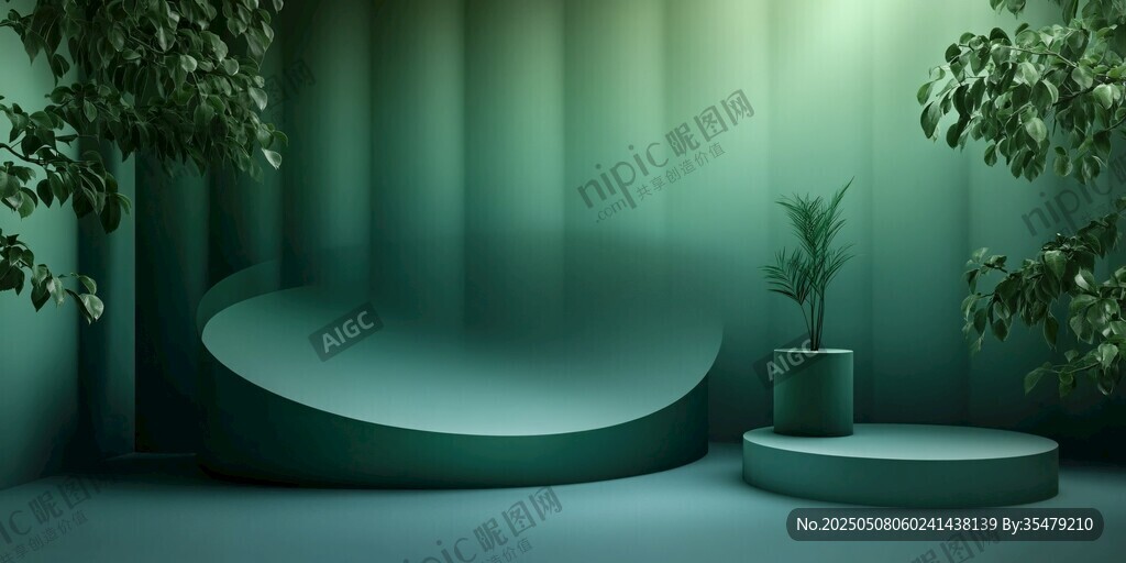 綠色清新展臺與綠植布置