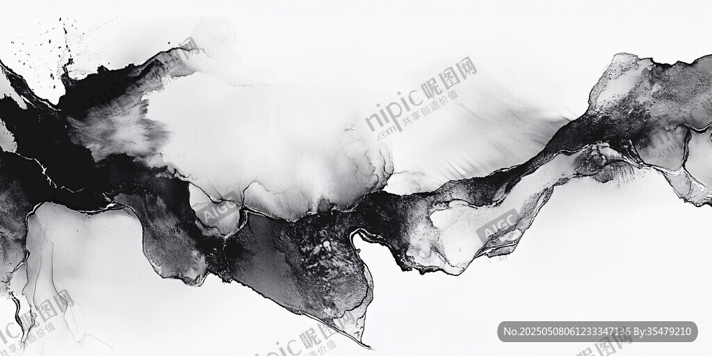 水墨流動(dòng)抽象藝術(shù)畫面